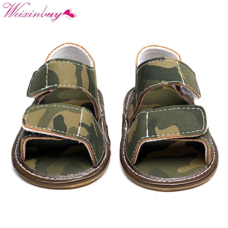 Детские сандалии; обувь для мальчика; летние модные дышащие камуфляжные детские сандалии для мальчиков; повседневная обувь для новорожденных - Цвет: Зеленый