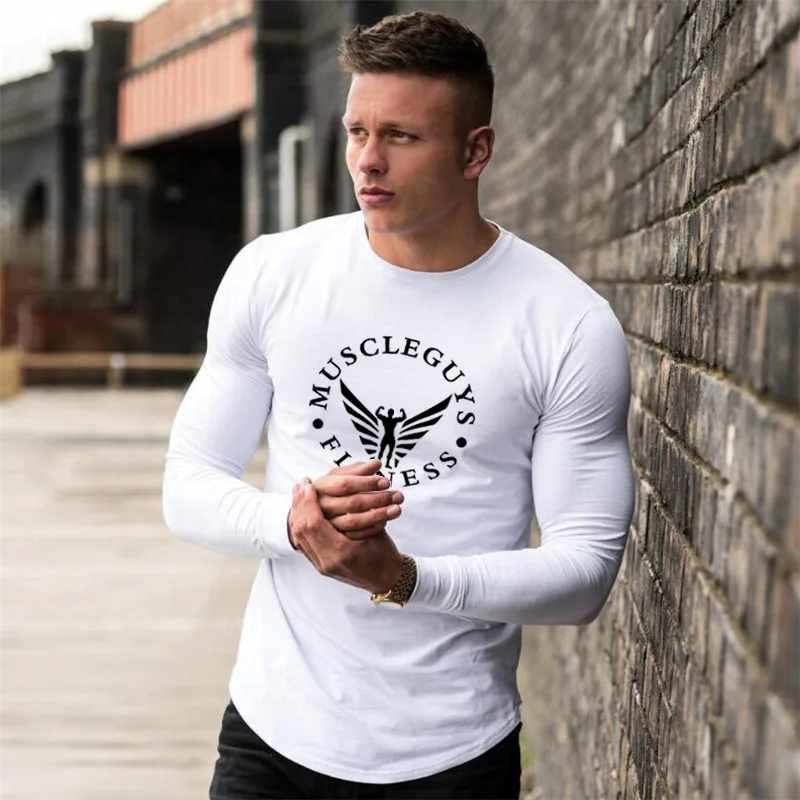 Muscleguys new autumn long sleeve T shirt men brand clothing cotton