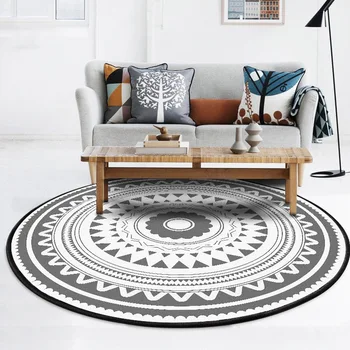 

Sumple Grey Geometric Round Carpets Rugs For Home Living Room Chair Sofa Side Mat tapete para sala alfombra vloerkleed