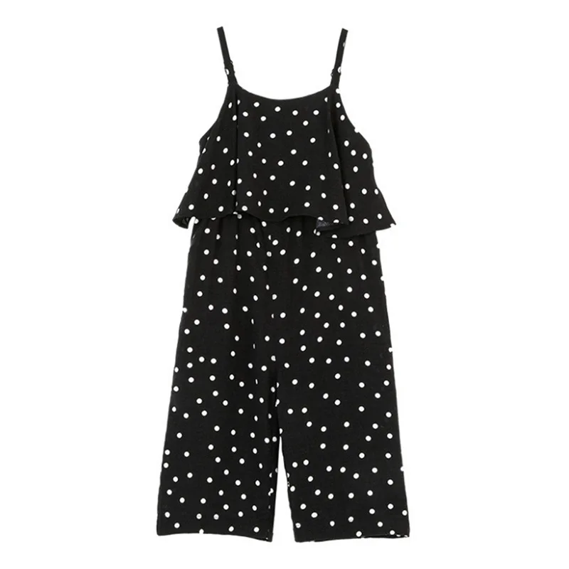 الفتيات حبال حمالة السراويل ل 2019 الصيف القطن نقطة نمط السترة أكمام الأزياء سراويل طويلة طفل الأطفال رومبير