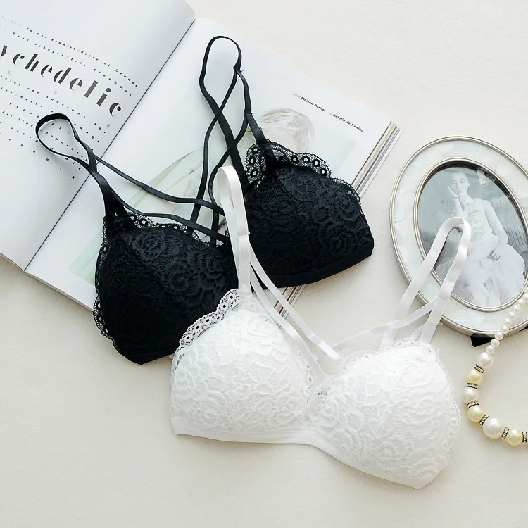 2018 Strap Lace Sexy Women Casual Lace Bralette Padded Bra Stretch Sleeping Brassiere Fashion wireless bra top High quality (15)