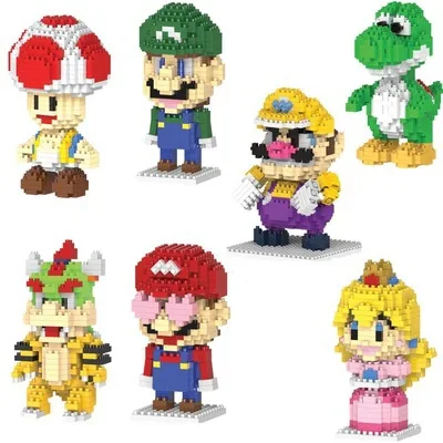 

Super Mario Bros Cartoon Figure Model Building Blocks DIY Assemblage Mini Bricks For Kids Educational Toys Gift