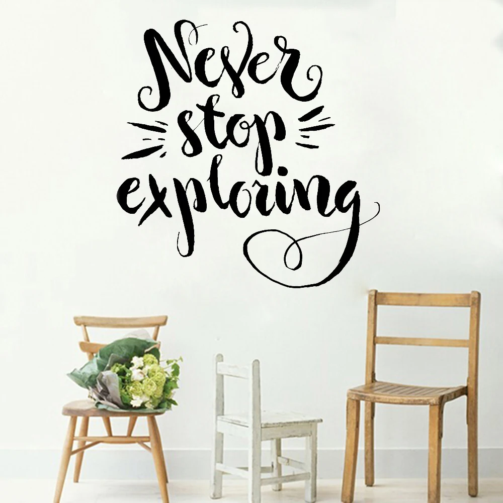 Art Font Quotes Wall Sticker Decal Never Stop Exploring Inspirational 