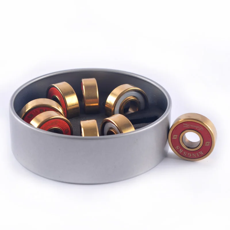 8pcs Skateboard Bearings Gold Chrome Steel