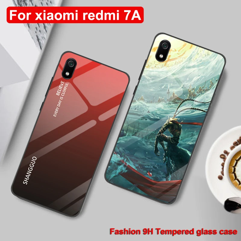 Чехол для Xiaomi Redmi 7A Мультяшные жесткие чехлы из закаленного стекла Redmi7A