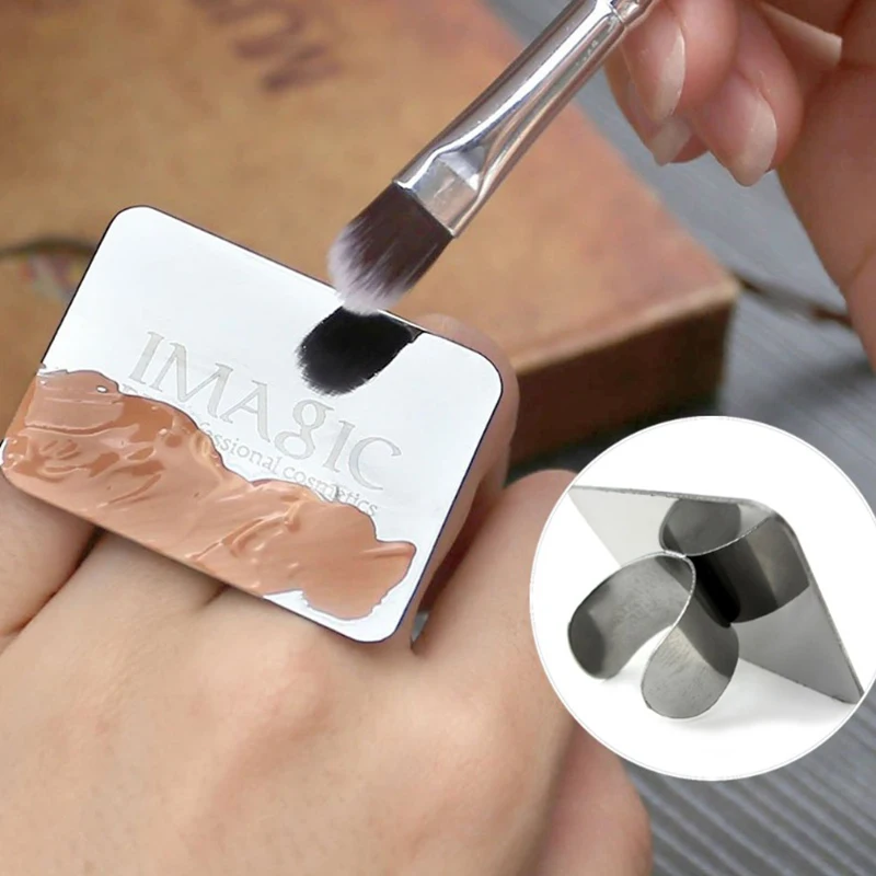 

IMAGIC Palette Tool Stainless Steel Nail Art Makeup ring Cosmetic Stainless Steel Paint Mix Palette Ring Tool
