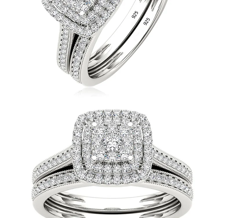 Szjinao, роскошный бренд, 925 пробы, серебряный, свадебный набор, кольцо для женщин с мощеным микро лабораторным бриллиантом, Платиновый цвет, свадебные ювелирные изделия