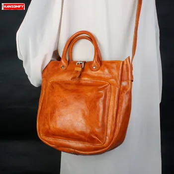 

Pure Leather Women Messenger Bag Shoulder Bag Retro Handbag Handmade Wild Fashion Small First Layer Leather Soft Leather Female