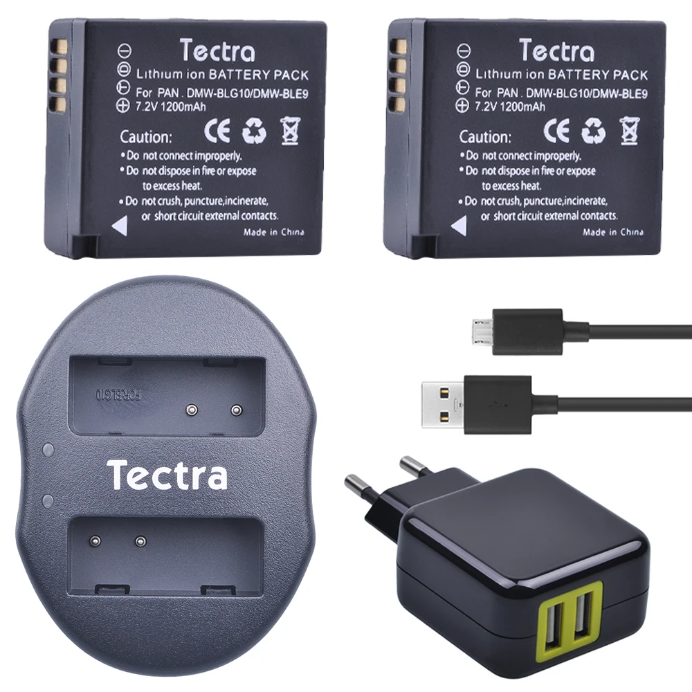 

Tectra 2pcs DMW-BLG10 DMW-BLE9 BP-DC15 Bateria + USB Dual Charger with AC Adaptor for Panasonic LUMIX GF5 GF6 GX7 LX100 GX80