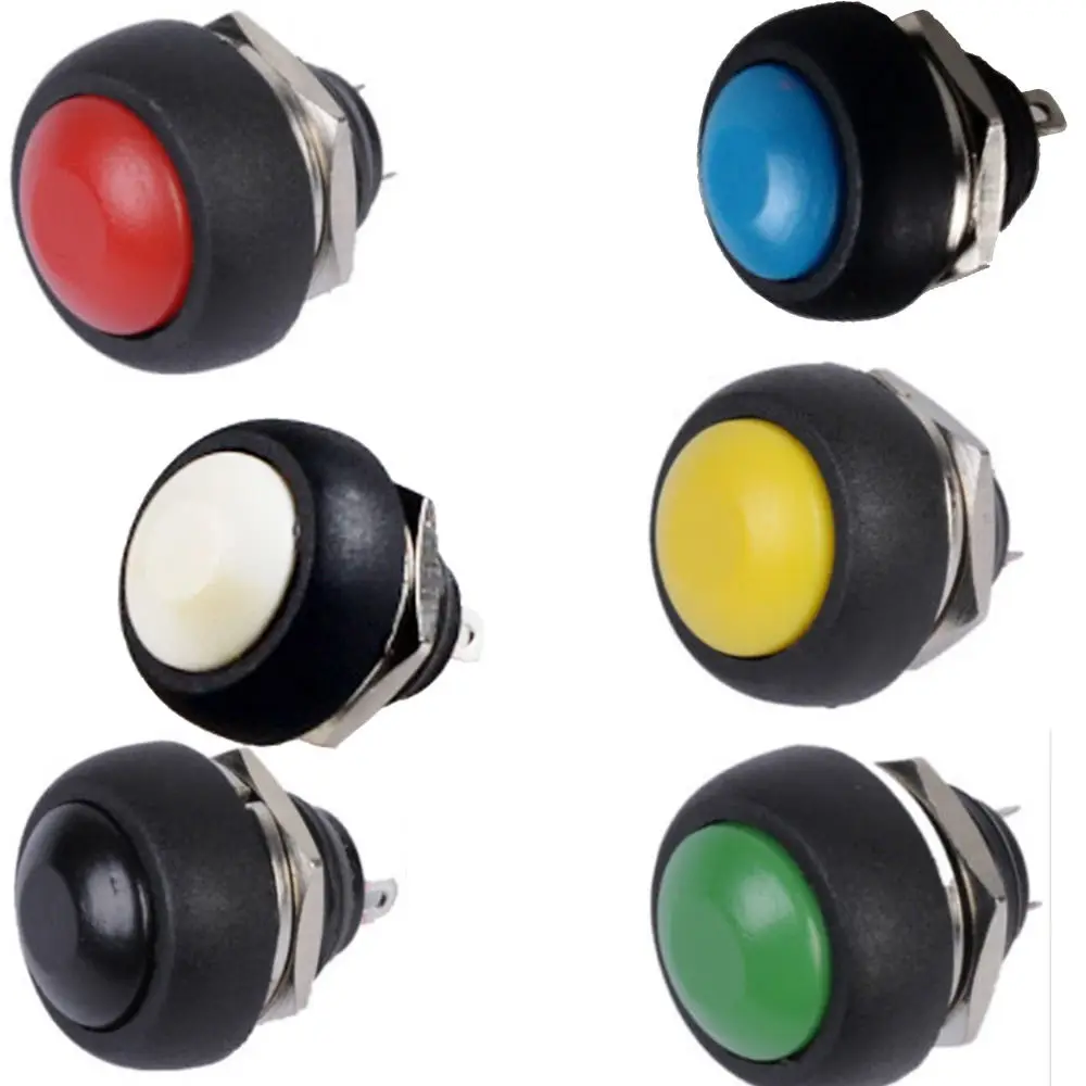 

EE support 6Pcs Universal Car Accessories 12mm Waterproof Momentary Push Button Switch Automobile Colors Mixed Sales Auto Parts