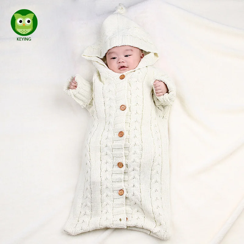 KEYING детский спальный мешок теплый вязаный спальный мешок зима от 0 до 12 месяцев новорожденный младенец трикотажные спальные мешки коляска обертывание