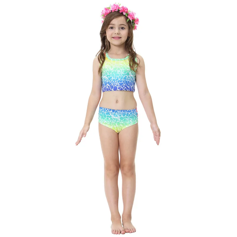 Детский купальный костюм из 4 предметов с хвостом русалки и моновиновым плавником для косплея, купальник для девочек, хвост маленькой русалки, костюм для плавания для девочек