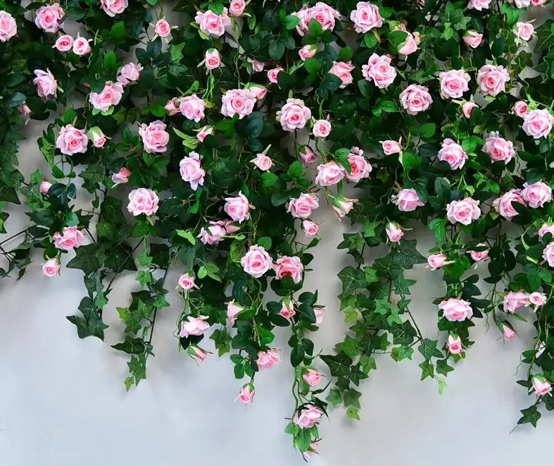

(white red pink champagne fuschia ) 120cm hanging Flowers garland Wedding Arch rose string Home Wedding Decoration Backdrops