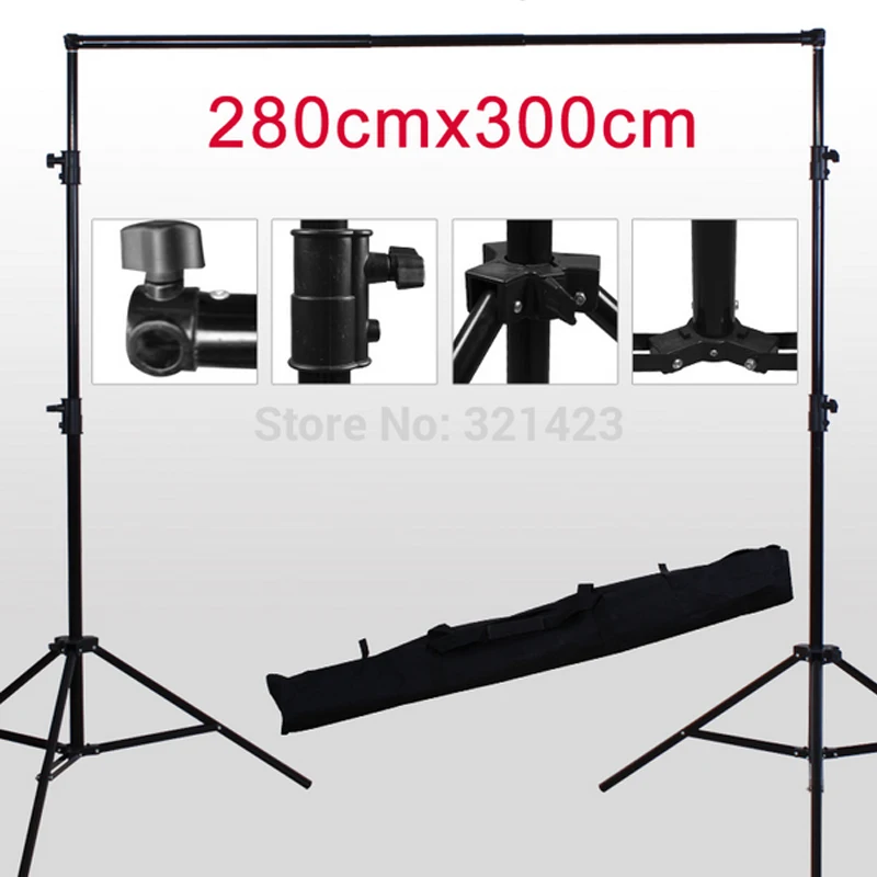  Photo Studio Background Support Stand Photography Adjustable 2.8x3m Backdrop Crossbar Kit for Photo