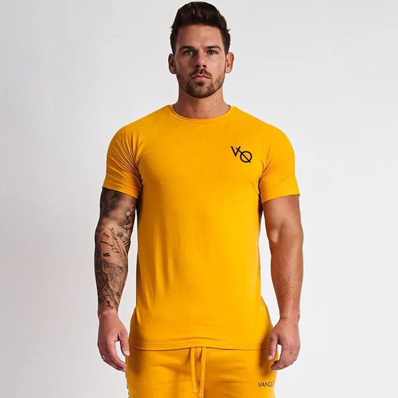 

2019 casual brand men's clothing round neck size men's T-shirt men's fashion T-shirt gyms bodybuilding shirt jogger T-shirt