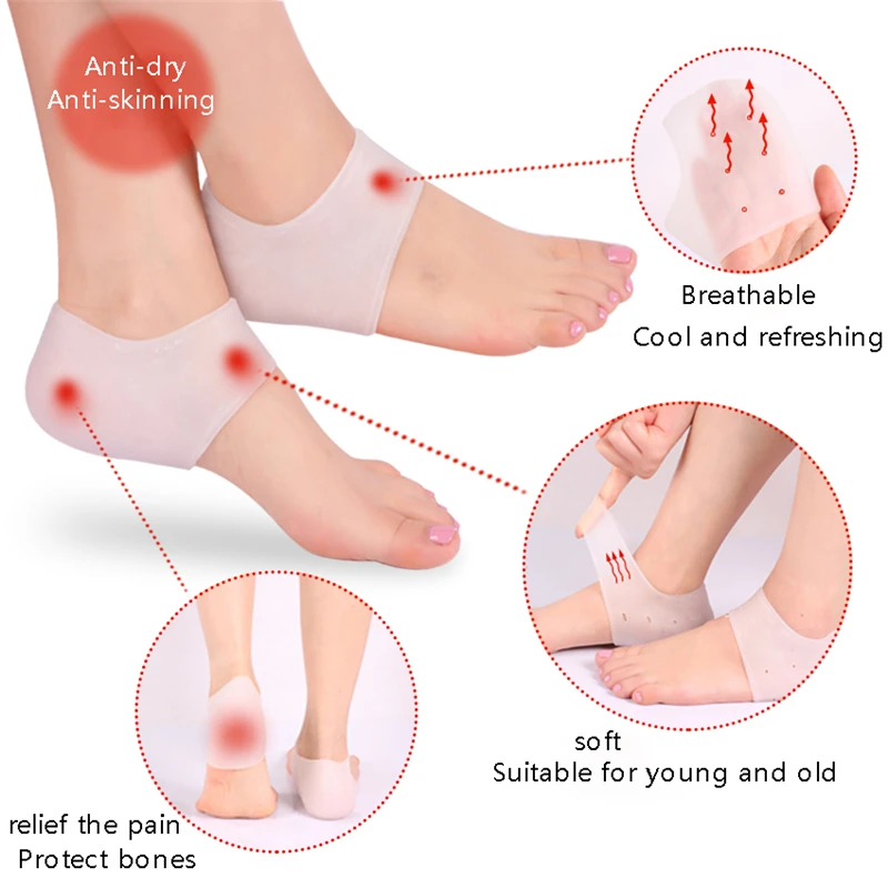 2 шт./компл. силиконовые увлажняющий гель пятка защищают носки сухую потрескавшуюся пятки ремонт Pad боли силикагель каблук по уходу за кожей