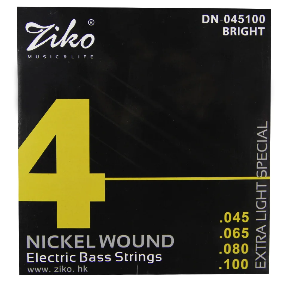 

ZIKO Nickel wound Electric Bass strings 045 065 080 100 inch Hexagon alloy wire 4 strings/set EXTALIGHT SPECIAL