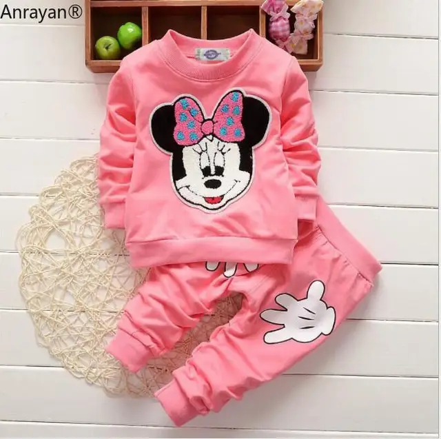 US $8.95 Spring Autumn Children Clothing Set Girls Sports Suit Baby Girls Tracksuit Cartoon Children Clothes