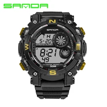 Новые роскошные Sanda светодиодный цифровые часы для мужчин водонепроницаемые ударопрочные уличные военные спортивные наручные часы золотые Relogio Masculino