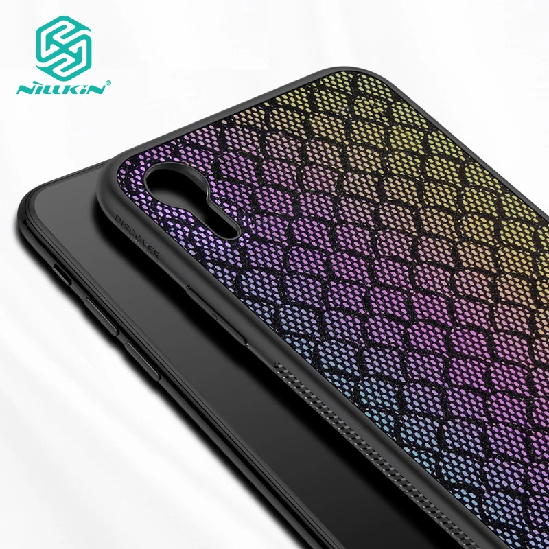 

NILLKIN Case for Apple iPhone XR Woven Polyester Mesh Shell Colored Glitter Holographic Gradient Reflective Black Cover
