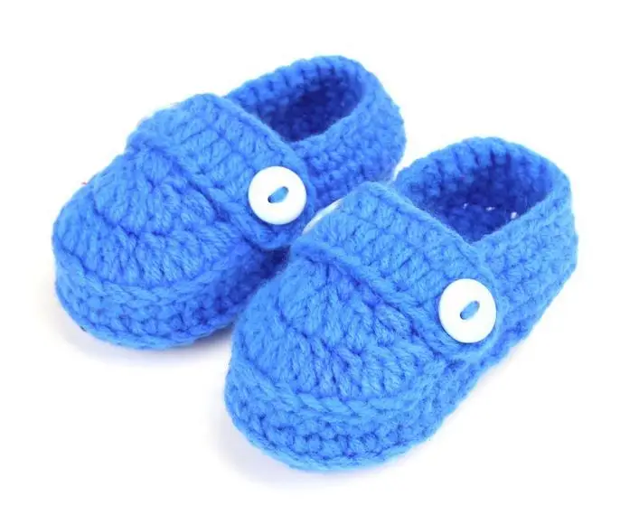 1 пара Повседневное мягкие для маленьких мальчиков и девочек Однотонные ручной вязать мелкой малыша обувь детская кроватка обувь 11 см
