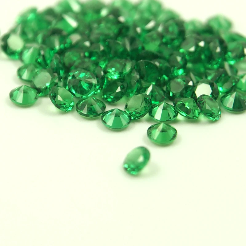 Meisidian Spinel Green Nano Stone Wax Setting Round Brilliant Cut Heat Resistant Emerald Gems For Jewelry
