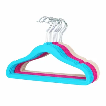

Hangerlink Kids Standard Flocked Velvet Dress Hanging Orginazer Hanger No Slip Ultra Slim with U Notch (30 pieces/Lot)