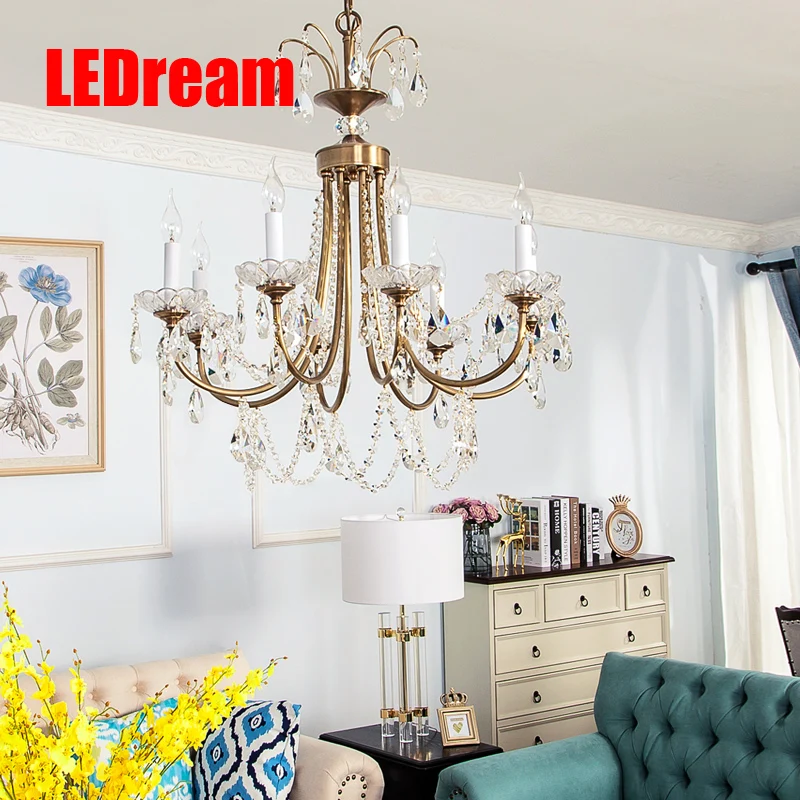

All copper pendant Jane European luxury cloakroom crystal light French garden restaurant bedroom lamps