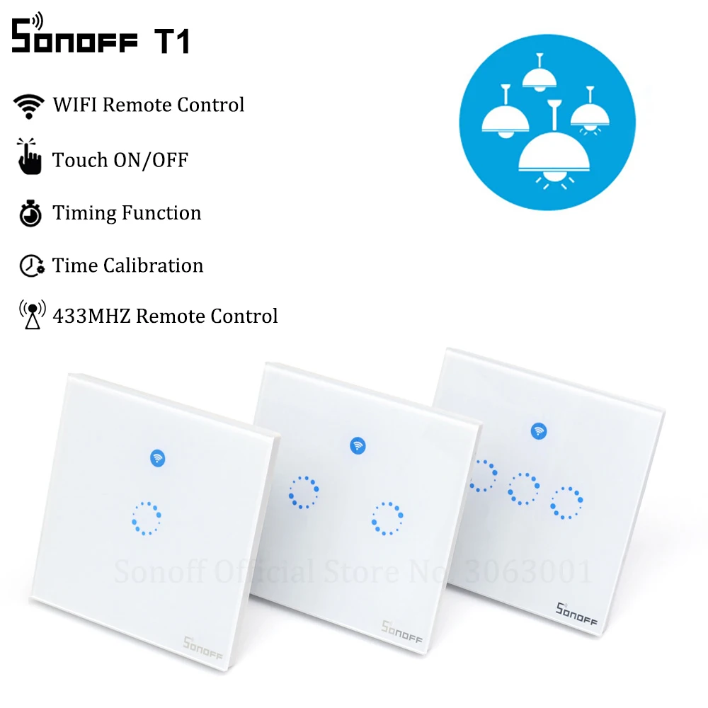 Интеллектуальный выключатель света Sonoff T1 Smart WiFi RF/приложение/сенсорный экран Управление настенный светильник Переключатель 1/2/3 банда 86 Тип UK Панель настенный сенсорный светильник переключатель умный дом пульт дистанционного управления