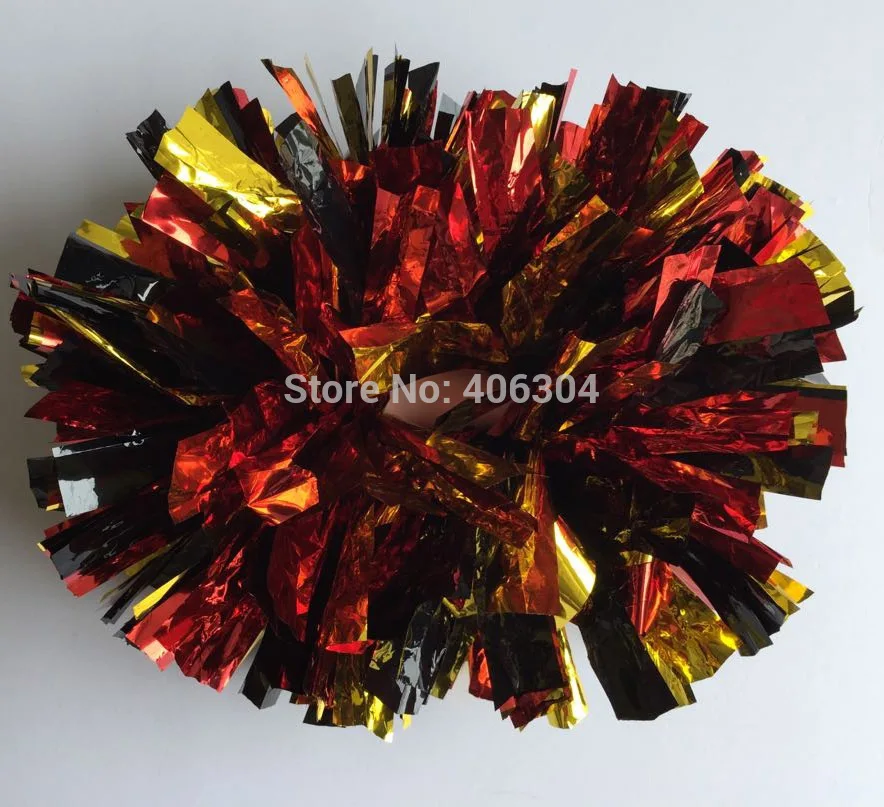 

100g 38CM,adult fadeless Cheering pompom with baton handle Metallic cheerleading Pom Pom red pink blue gold silver ballroom