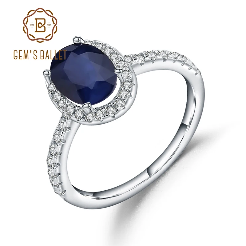 Gem's Ballet 1.66Ct Oval Natural Blue Sapphire 925 Sterling Silver Gemstone Wedding Engagement Rings For Women Fine Jewelry Gem's Ballet 1.66Ct Oval Natural Blue Sapphire 925 Sterling Silver Gemstone Wedding Engagement Rings For Women Fine Jewelry