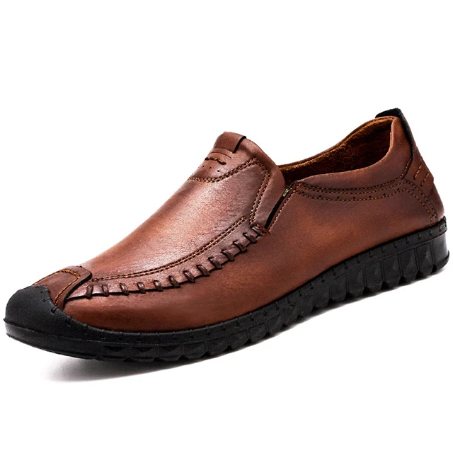 Мужская повседневная обувь; лоферы; Мужская обувь; Качественная кожаная обувь; классическая мужская обувь для вождения; дизайнерские мокасины; жир размера плюс 38-48 - Цвет: B1909-Red Brown