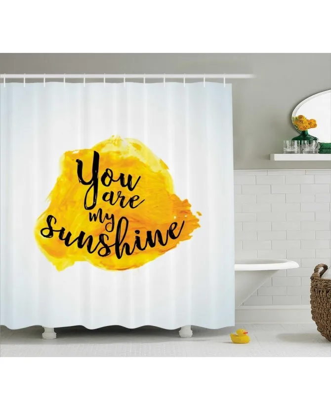 1291 Rideau De Douche Love Jaune Gris Imprimé Romantique Pour Salle De Bain Imperméable Et Tissu Douche Romantique In Rideaux De Douche From Maison