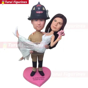 

Firefighter Holding Bride Wedding Cake Topper Fireman Wedding Cake Topper Firefighter Topper Fireman Personalized Wedding dolls