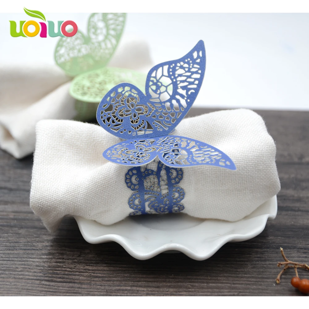 

Butterfly towel wrapper wedding party favor laser cut napkin rings
