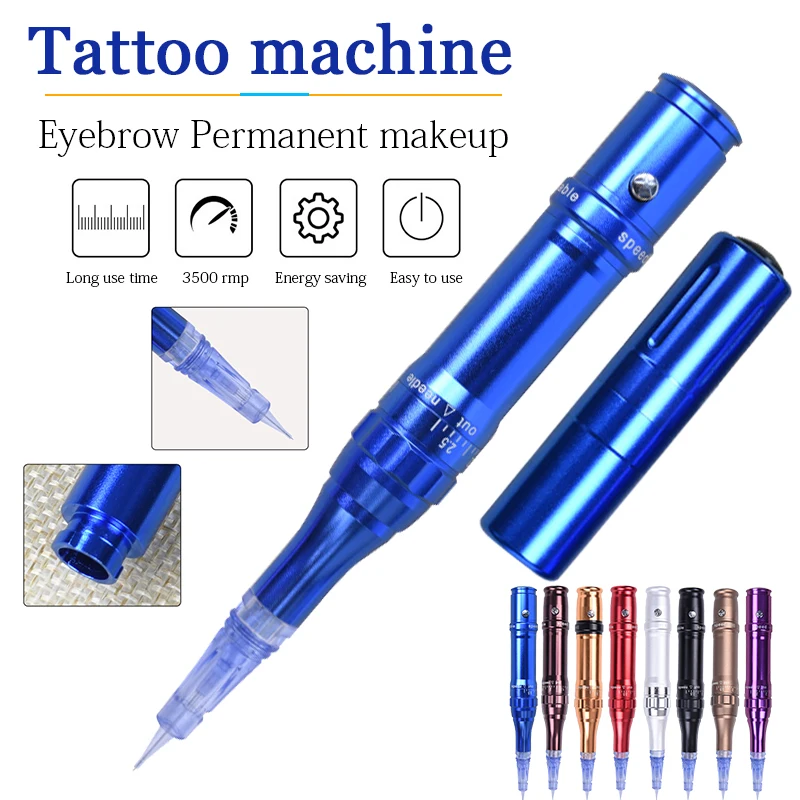 Tattoo Machine Rechargeable Wireless Permanent Makeup Tattoo Pen Tattoo Gun for eyebrow liner lip tattoo with cartridges