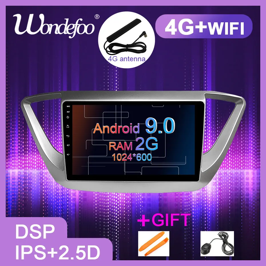 

DSP IPS Android 9.0 Car GPS for Hyundai Verna Solaris 2017 2018 Navigation Radio Stereo Auto 4G MODEM Slot No DVD Player