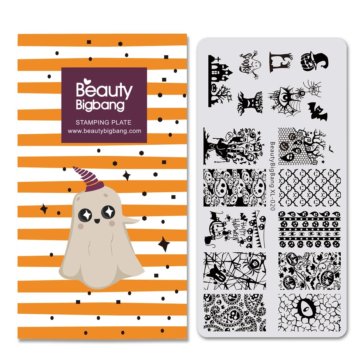 BeautyBigBang 6*12 см штамповки ногтей пластины Хэллоуин тема ободок с хэллоуинской тематикой шаблоны для ногтей трафарет маникюр Дизайн ногтей XL-027