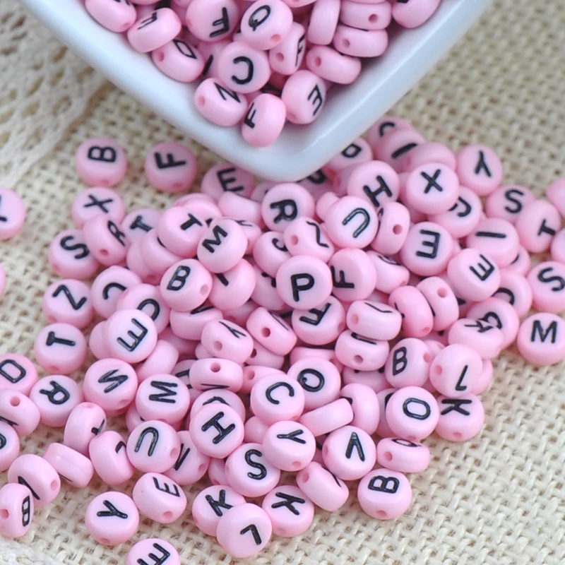 

Mixed Pink Alphabet/Letters Flat Round Pony Beads For Jewelry Making 7x3mm 400Pcs YKL0133