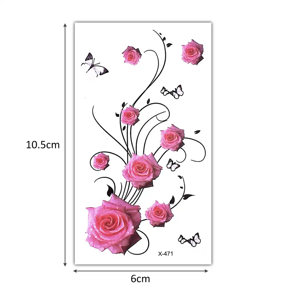 Glaryyears 25 Disegni X 1 Copriletto Colorato Fiore Del Tatuaggio Del Corpo Temporaneo Tatuaggio Peonia Trucco Braccio Gamba Mano Art Sticker Verde Foglia Di Fai Da Te Colorful Flower Tattoos Body Temporary Tattoosflower Design