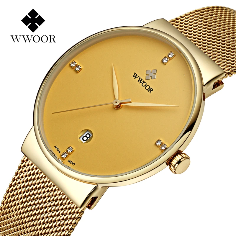 

WWOOR 2017 Fashion Brand Luxury Watch Men Quartz Waterproo Top Watches 4 Color stainless steel Wristwatch Relogio Masculino