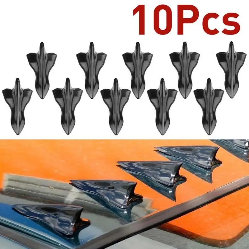 10pcs/set Universal Car Shark Fin Roof Spoiler Diffuser Vortex Generator Black