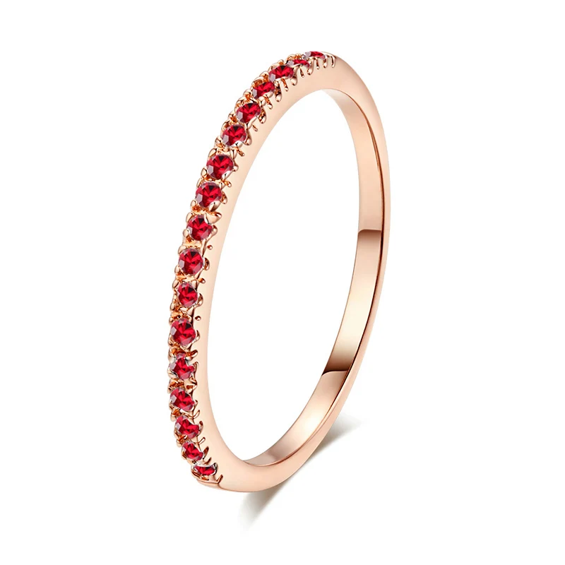 Горячая мода обручальное кольцо для влюбленных женщин и мужчин Классические мини кубический цирконий розовые золотые ювелирные кольца - Цвет основного камня: Rose Gold red
