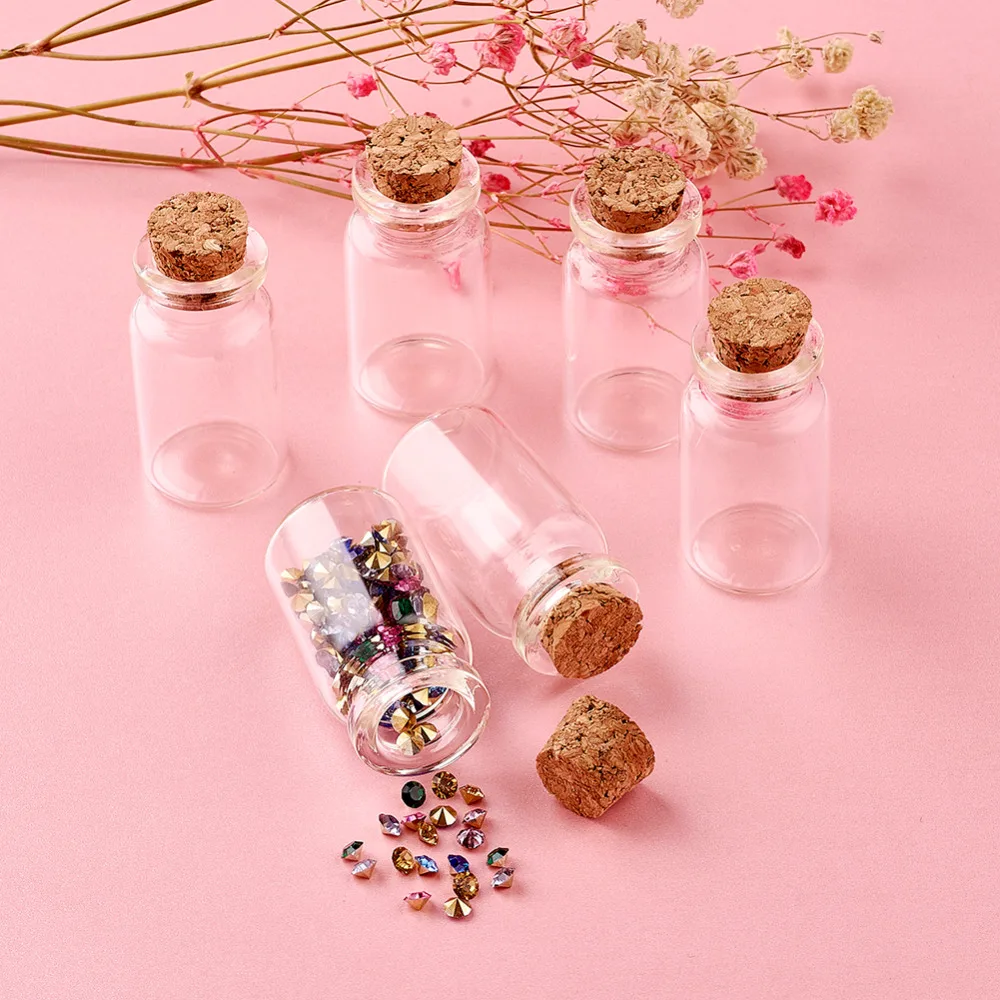 

Glass Bottles with Tampions Cork Stoppers Glass Jar DIY Decoration Tiny Glass Jars Favors Bead Container for Art Crafts Clear