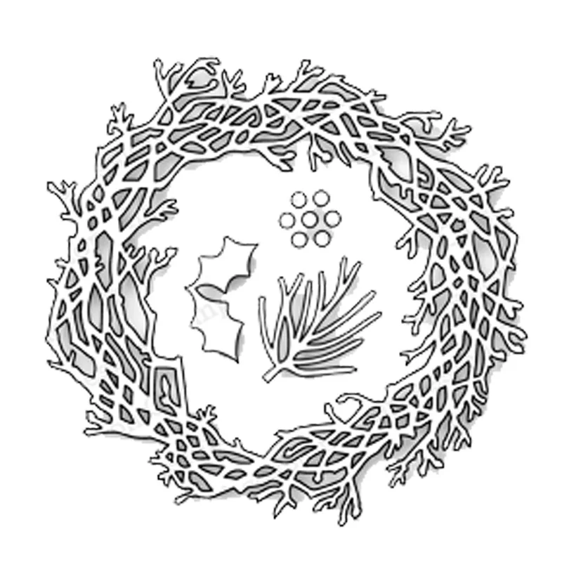 

Swovo Twig Wreath Die Set Stitched Metal Cutting Dies DIY Scrapbooking Stamps Craft Cards Embossing Making Stencil Die Cuts New