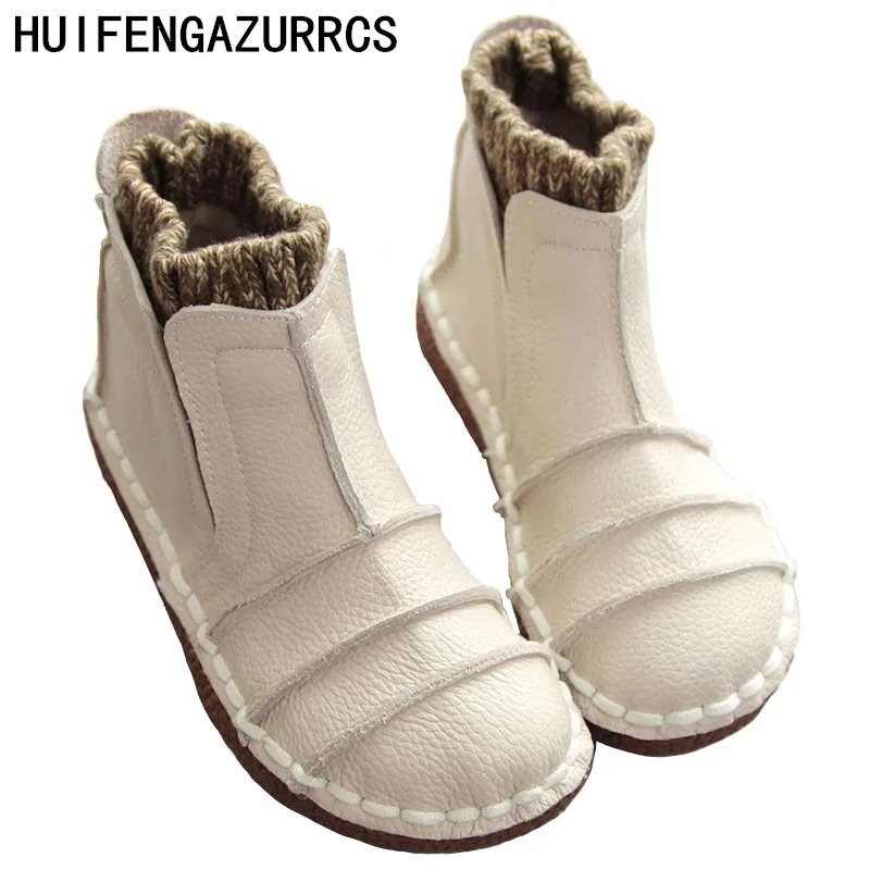 Preise HUIFENGAZURRCS Neue Reine handgemachte stiefel, Echtes leder schuhe, Die retro kunst mori mädchen schuhe, casual retro kurze stiefel, 3 farben