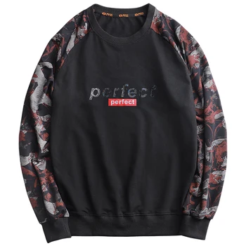 

2019 new arrival Spring and Autumn Men's Round-collar Long-sleeved Guard, Loose plus size Printed T-shirt plus XL size tops sale
