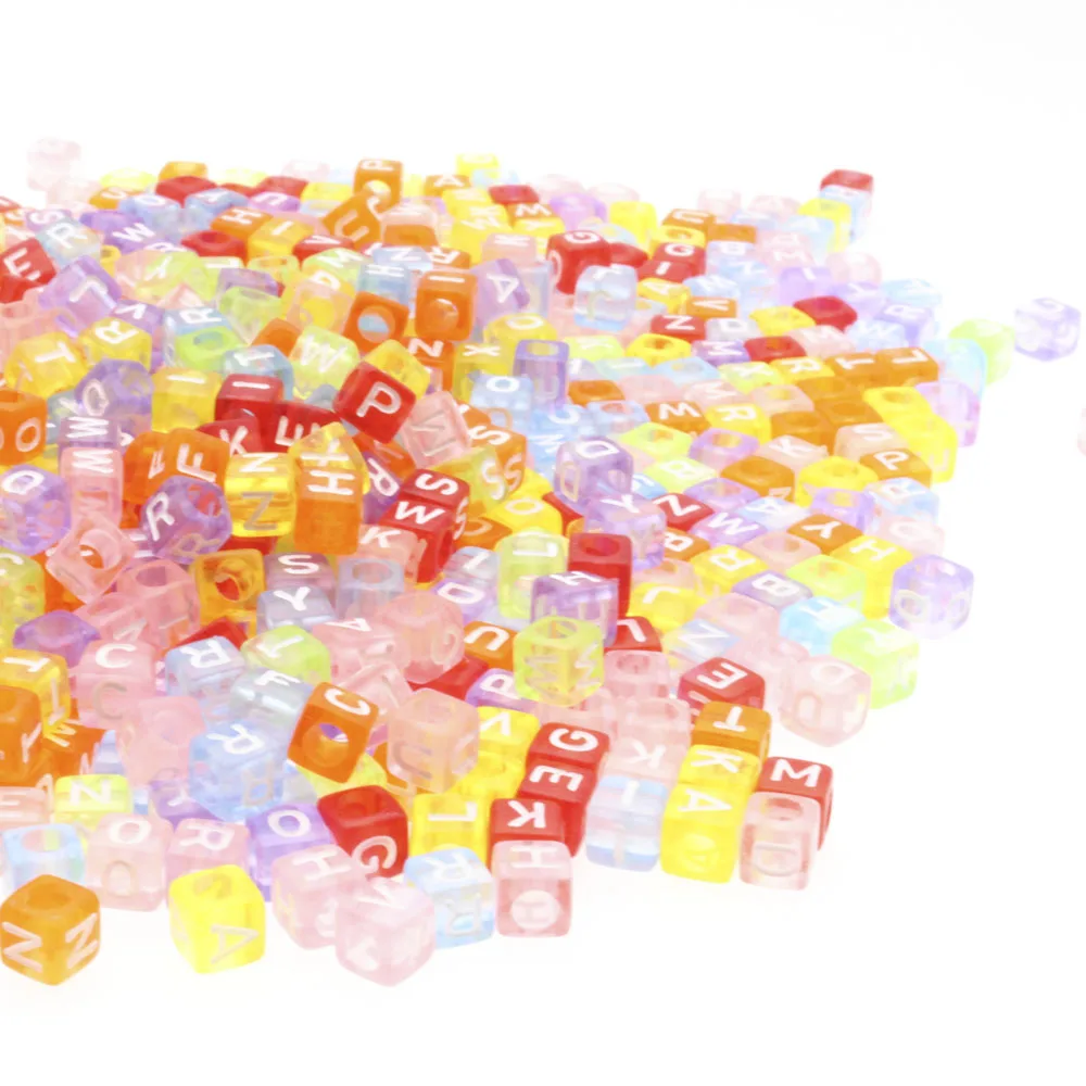 250 шт буквенные бусины Смешанные Алфавит a-z кубические бусины для изготовления ювелирных изделий для DIY браслетов ожерелья - Цвет: A001 Transparent-4