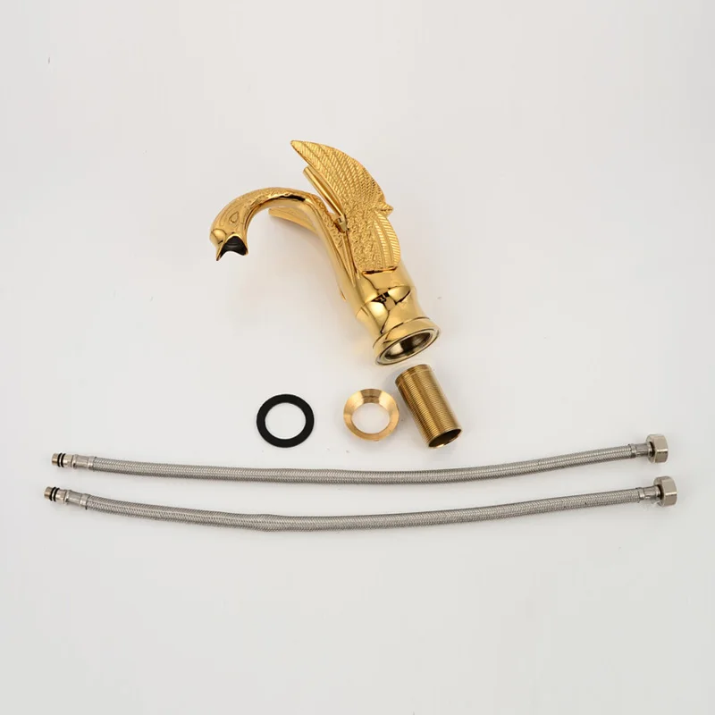 Luxury-Swan-Shape-Brass-Basin-Sink-Faucet-Bathroom-Single-Hole-Centerset-Basin-Mixer-Tap-Chrome-White - 