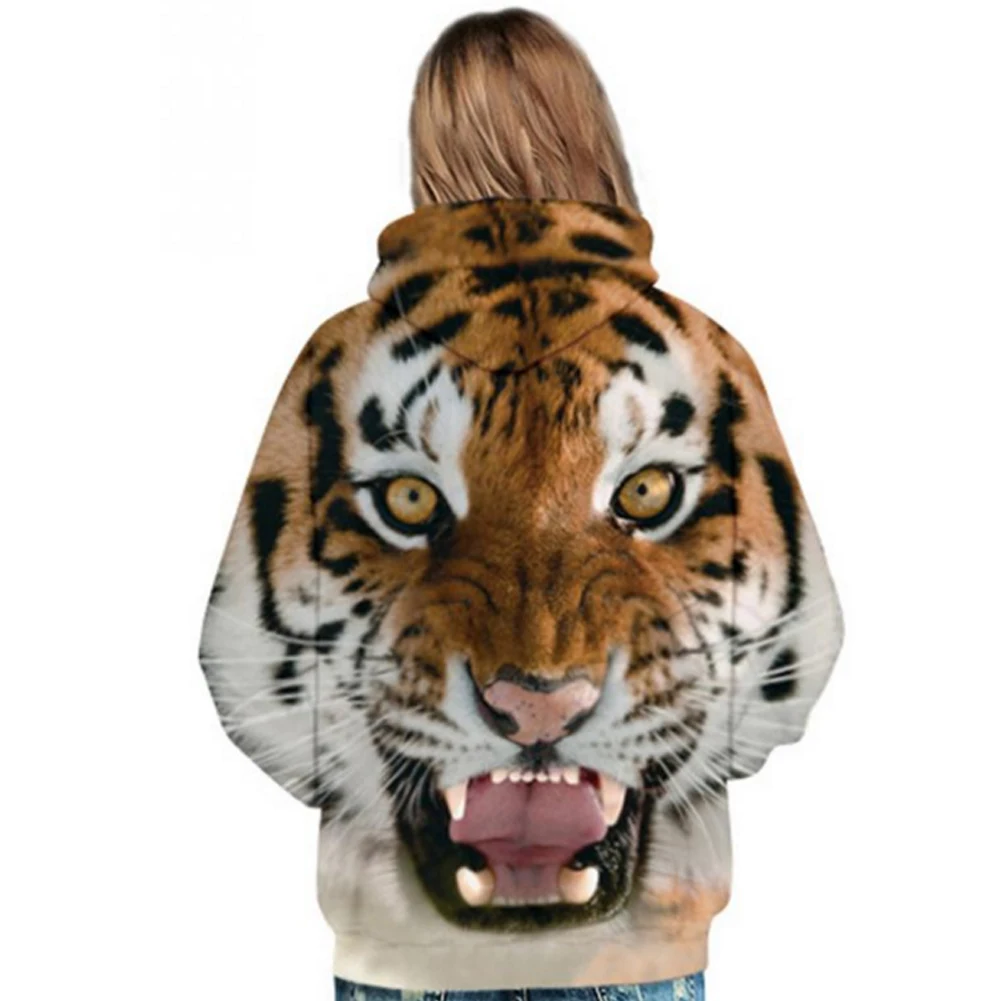 Mens Hoodies Funny 3D Tiger Lion Print Animals Sweatshirt Casual Loose Pocket Long Sleeve Winter Men Hoodies Unisex Pullovers